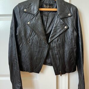 Mars at Venus Black Leather Asymmetrical Moto Jacket